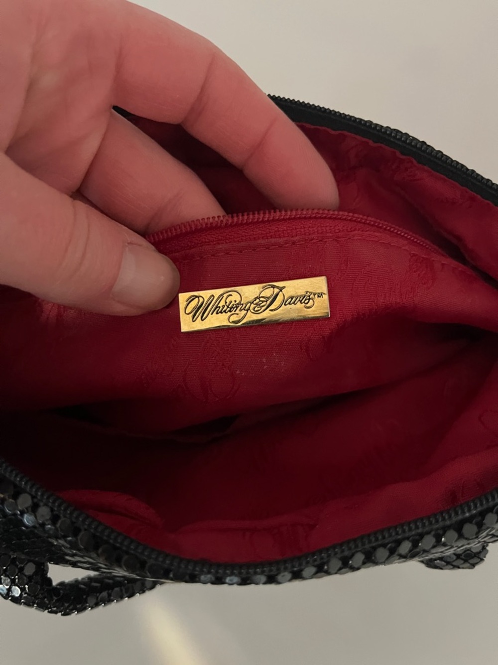 Vintage Whiting & Davis Black Sequin Clutch with Gold Accents - Picture 4 of 5